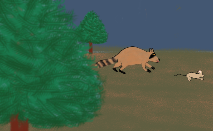 Larry chasing mouse