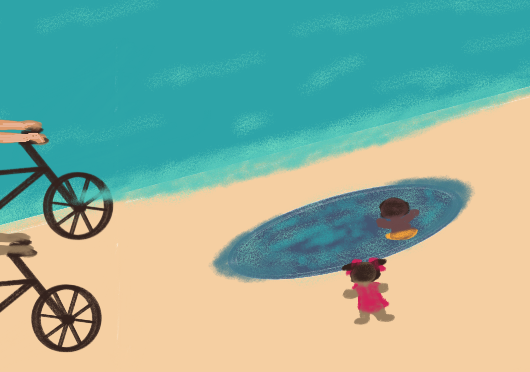 Toddlers in tidal pool