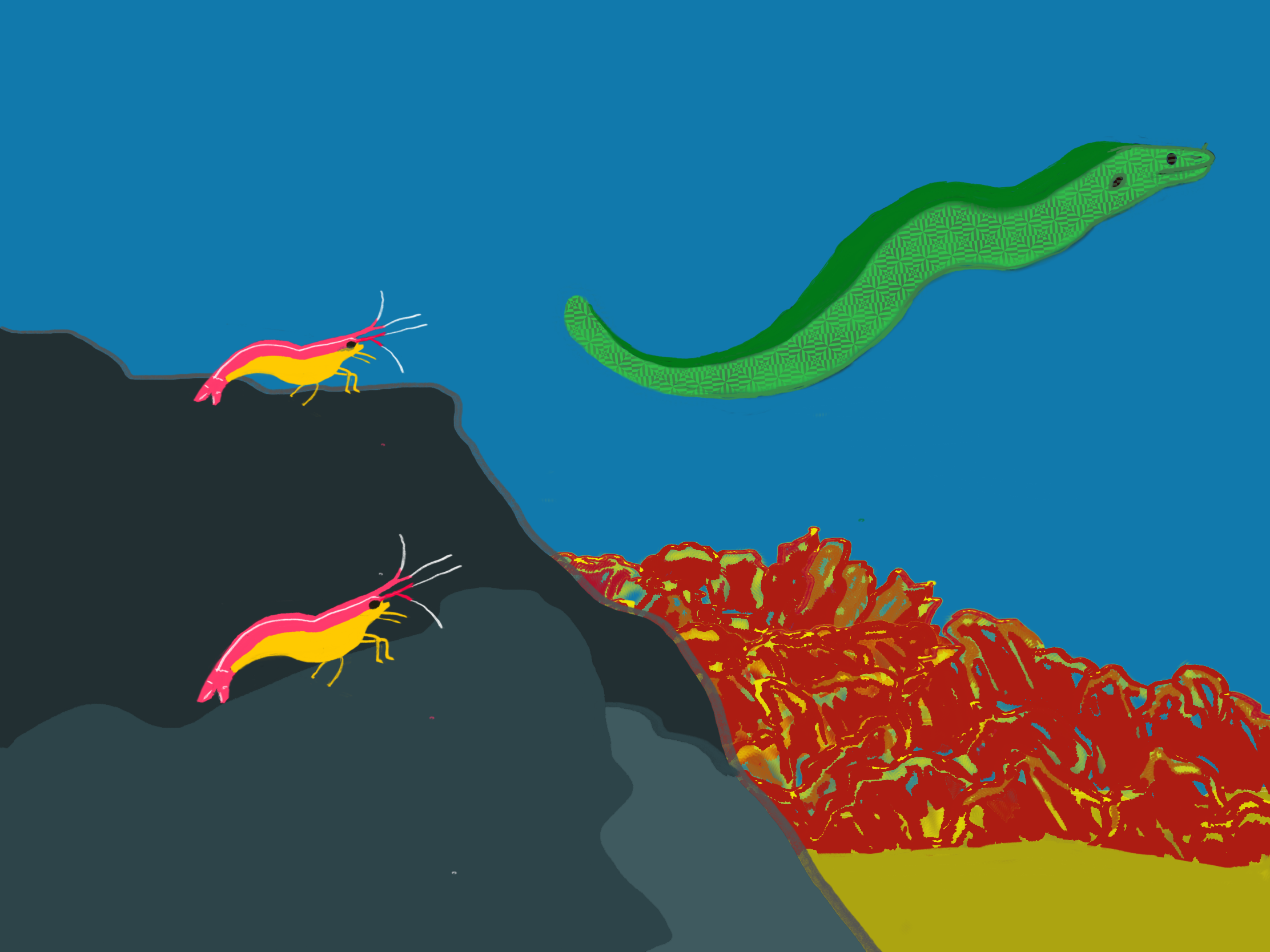 Moray eel with worms.